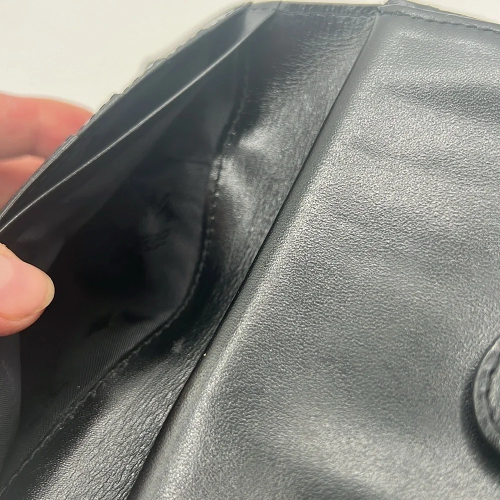 MCM Nylon & Leather Logo Kiss Lock Wallet black Made in Germany authentic